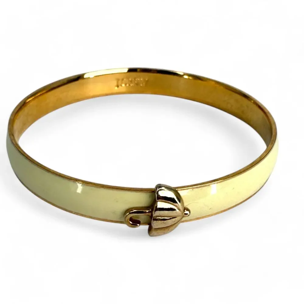 J Crew Umbrella Bangle Bracelet Cream Enamel Gold Tone